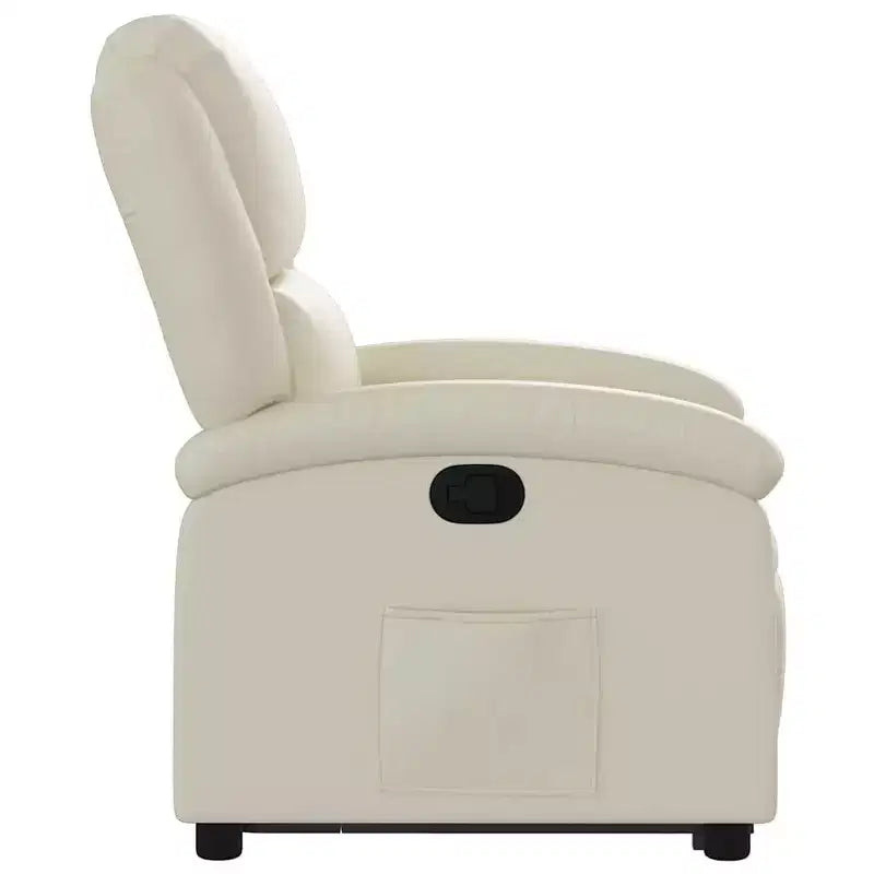 Fauteuil inclinable en similicuir crème vidaXL - Fauteuil inclinable à oreilles pour personnes âgées avec fonction manuelle, siège rembourré et poche latérale