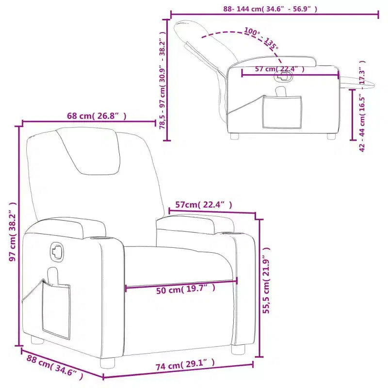 vidaXL Fauteuil inclinable de massage gris en similicuir, métal et contreplaqué
