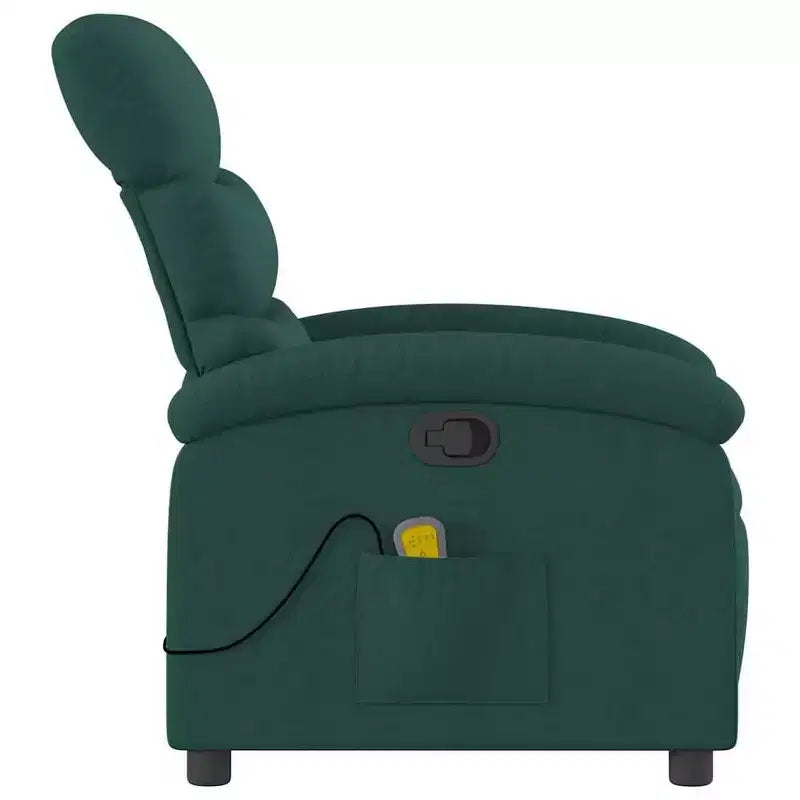 vidaXL Fauteuil inclinable de massage - Manuel réglable - Massage par vibrations - Tissu vert foncé - Cadre robuste - Confort pour le salon