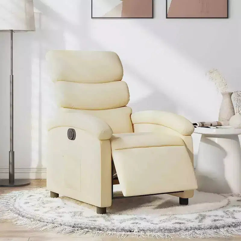 vidaXL Fauteuil inclinable électrique - Tissu crème Fauteuil réglable avec repose-pieds motorisé, poche latérale et rembourrage épais pour salon, chambre à coucher