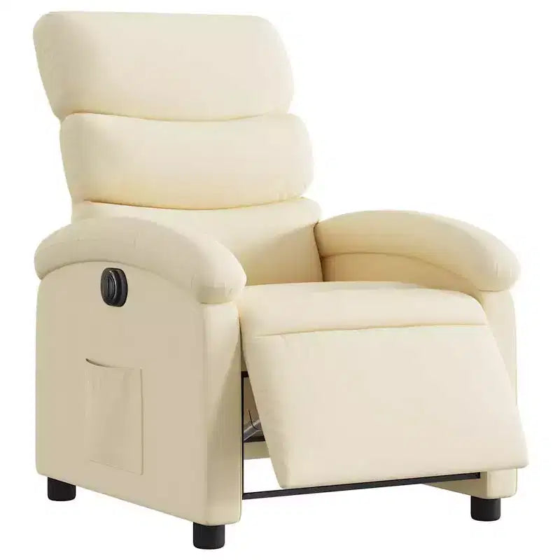 vidaXL Fauteuil inclinable électrique - Tissu crème Fauteuil réglable avec repose-pieds motorisé, poche latérale et rembourrage épais pour salon, chambre à coucher