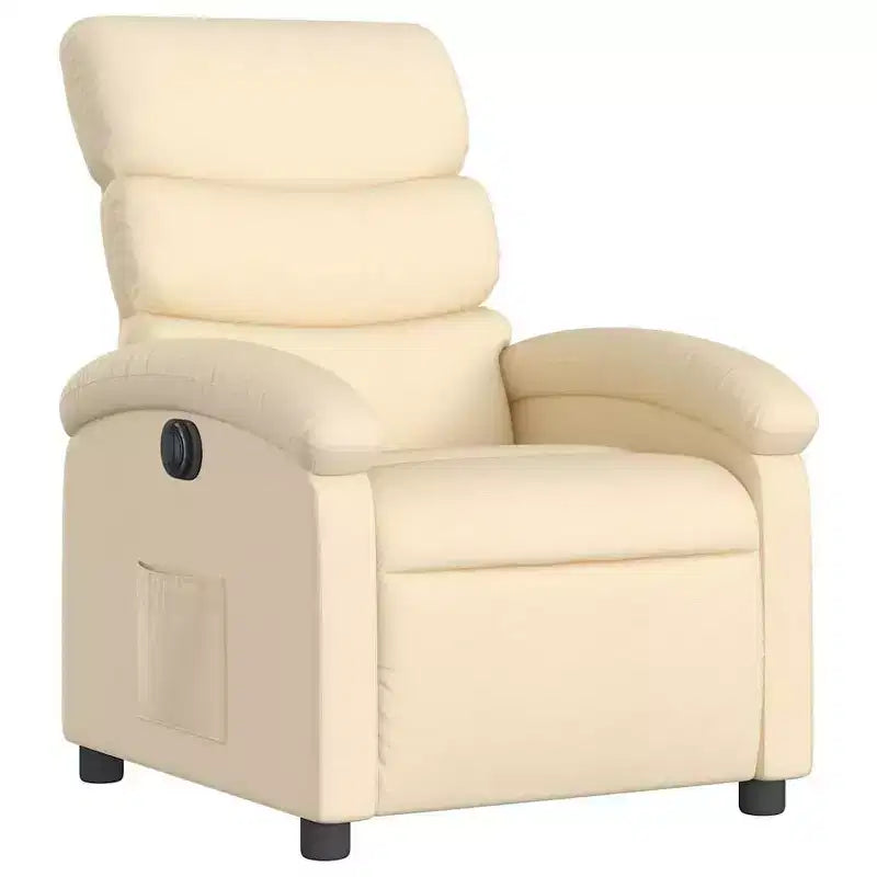vidaXL Fauteuil inclinable électrique - Tissu crème Fauteuil réglable avec repose-pieds motorisé, poche latérale et rembourrage épais pour salon, chambre à coucher
