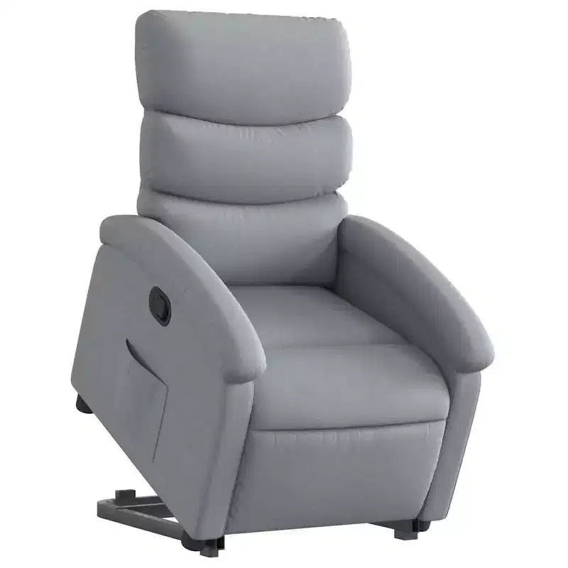 vidaXL Power Lift Recliner Chair for Elderly - Light Gray Fabric, Electric-Assist Stand, Manual Recline, Padded Comfort, Side Pocket, Solid Frame