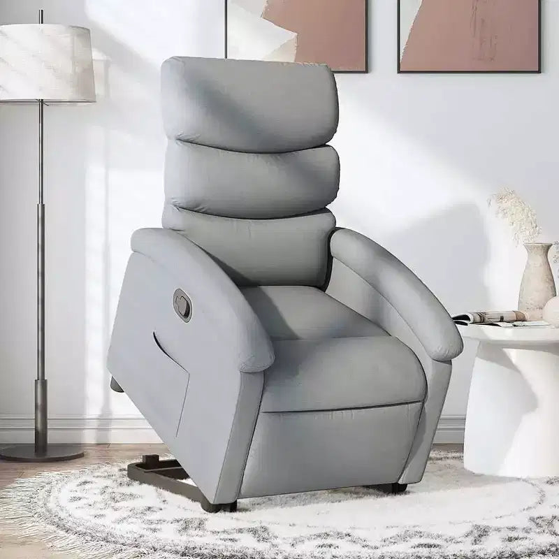 Fauteuil inclinable releveur vidaXL pour personnes âgées - Tissu gris clair, assistance électrique, inclinaison manuelle, confort rembourré, poche latérale, cadre solide