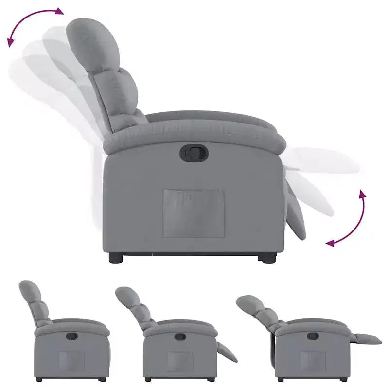 vidaXL Power Lift Recliner Chair for Elderly - Light Gray Fabric, Electric-Assist Stand, Manual Recline, Padded Comfort, Side Pocket, Solid Frame