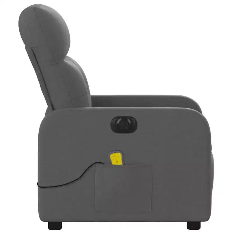vidaXL Fauteuil inclinable de massage électrique en tissu gris foncé - Fauteuil inclinable motorisé avec massage vibrant, assise confortable et cadre robuste