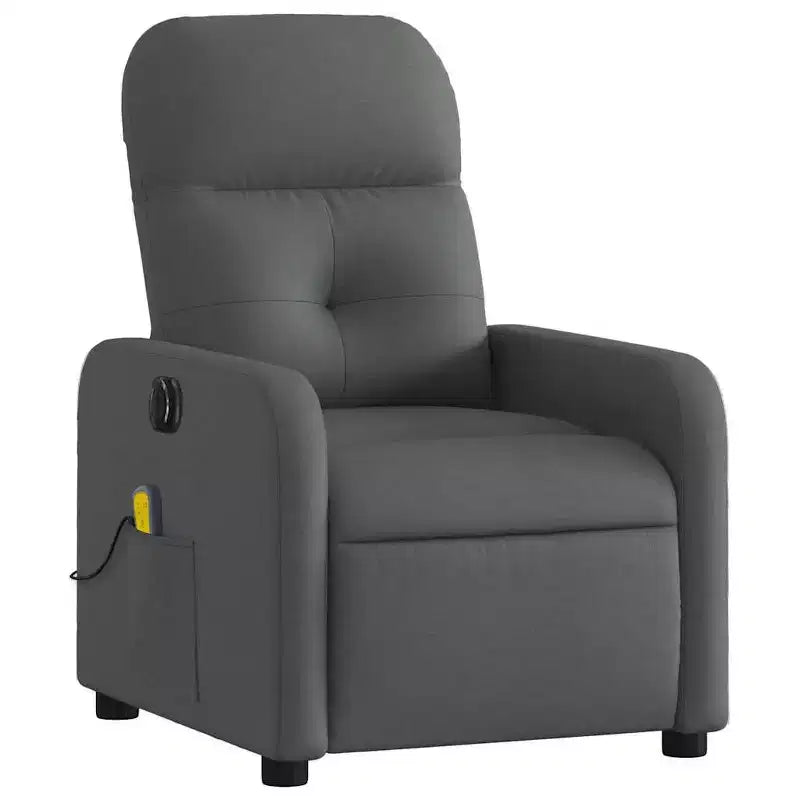 vidaXL Fauteuil inclinable de massage électrique en tissu gris foncé - Fauteuil inclinable motorisé avec massage vibrant, assise confortable et cadre robuste