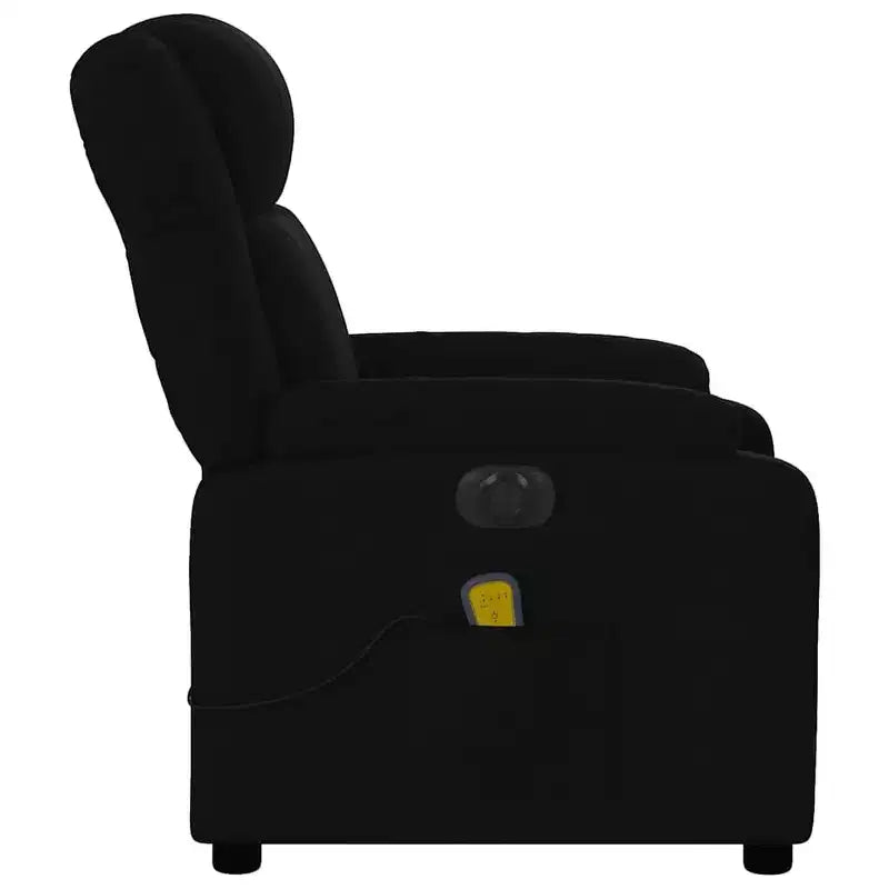 vidaXL Fauteuil de massage électrique - Fauteuil inclinable en tissu noir avec massage par vibrations, réglage électrique du repose-pieds et du dossier