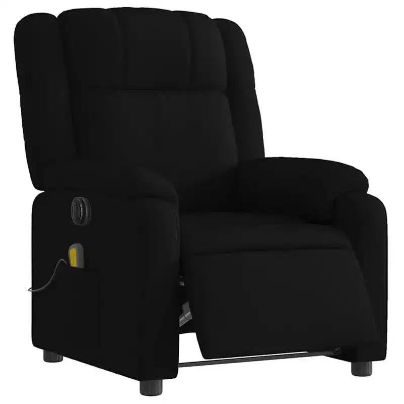 vidaXL Fauteuil de massage électrique - Fauteuil inclinable en tissu noir avec massage par vibrations, réglage électrique du repose-pieds et du dossier