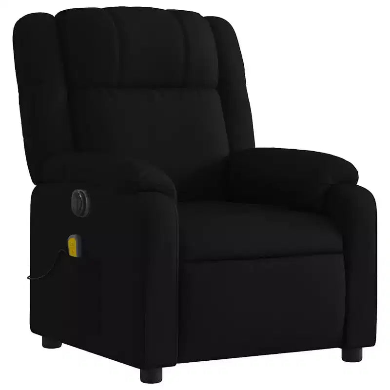 vidaXL Fauteuil de massage électrique - Fauteuil inclinable en tissu noir avec massage par vibrations, réglage électrique du repose-pieds et du dossier