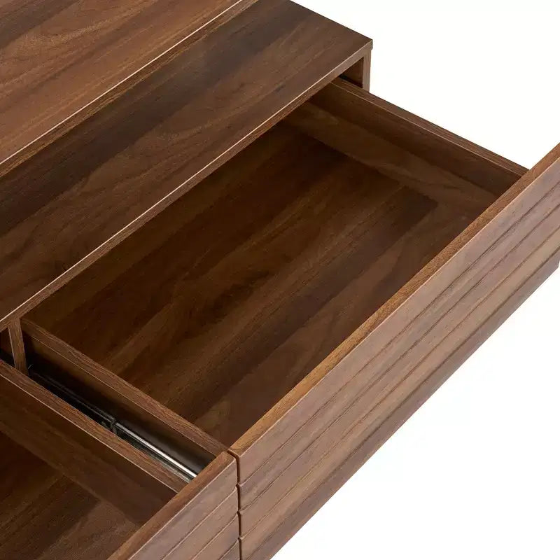 Okak 47.2 Modern LED Coffee Table, Smart Dimming Rectangular Center Table with 2 Hidden Drawers & Touch Control for Living Room/Home Theater