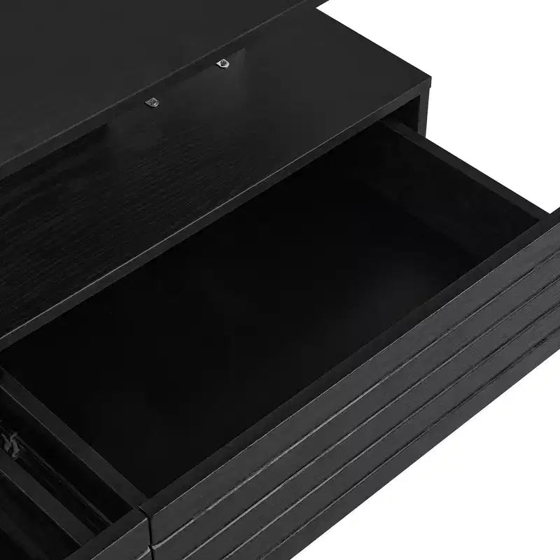 Okak 47.2 Modern LED Coffee Table, Smart Dimming Rectangular Center Table with 2 Hidden Drawers & Touch Control for Living Room/Home Theater
