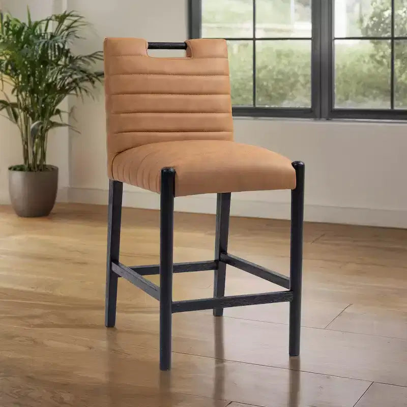 Meridian Furniture,Aimee Cognac Vegan Leather Counter Stool