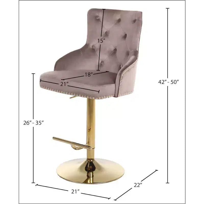 Tabouret réglable Meridian Furniture Claude en velours rose