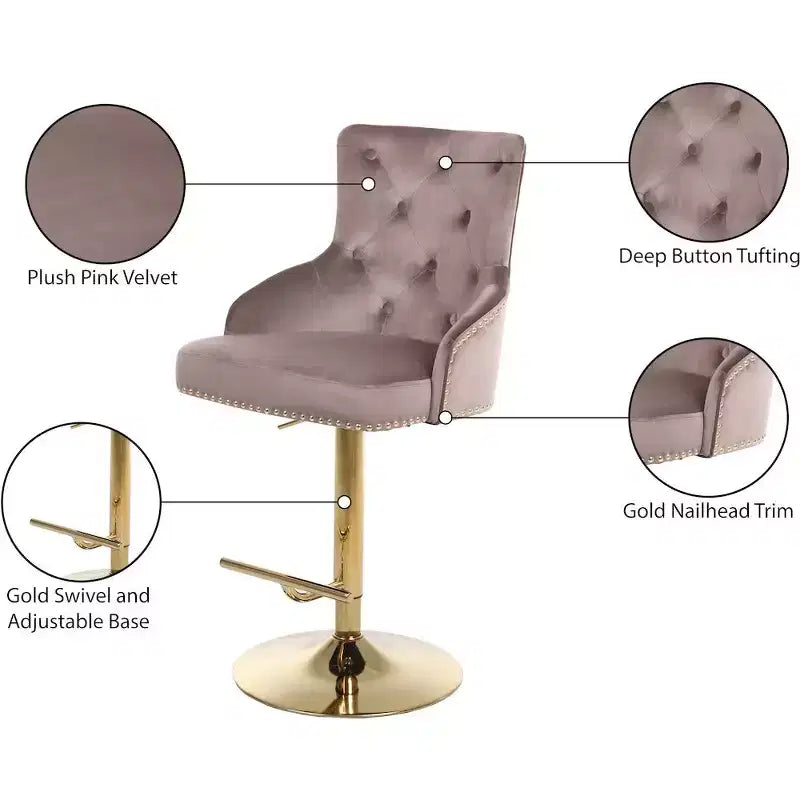 Tabouret réglable Meridian Furniture Claude en velours rose