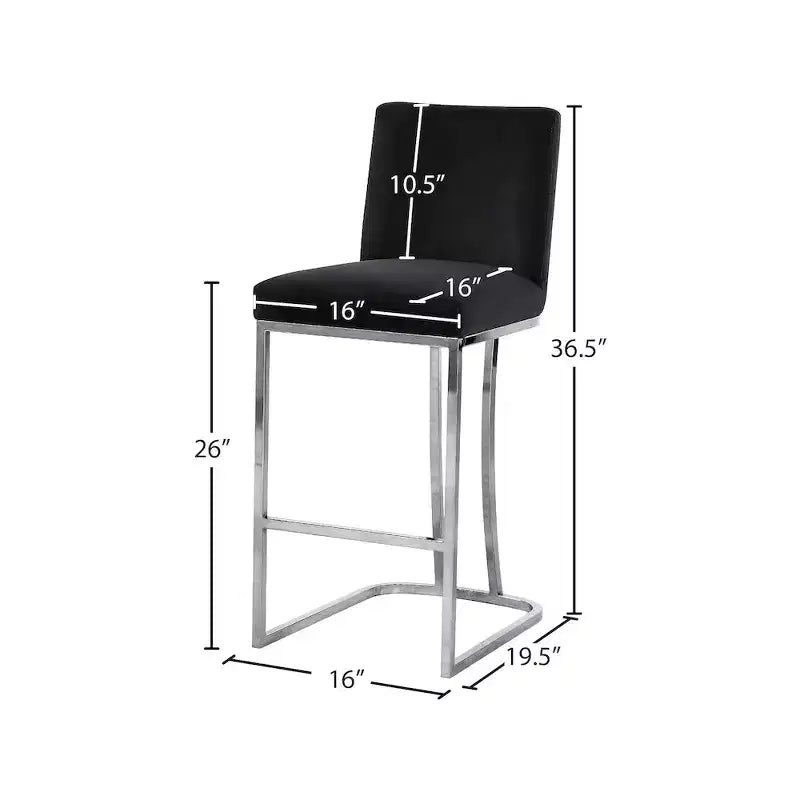 Tabouret Meridian Furniture Heidi en velours noir