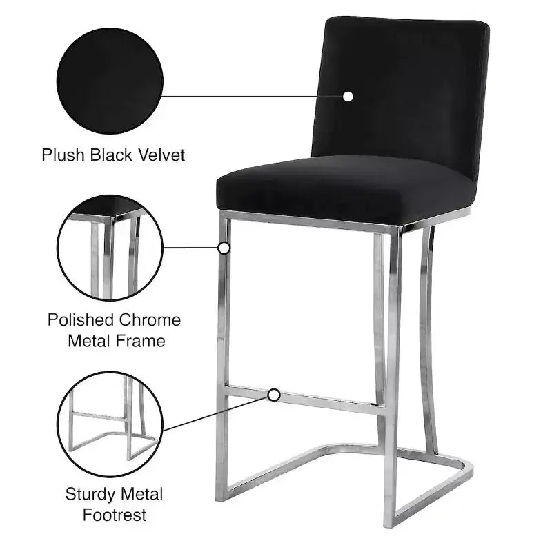 Tabouret Meridian Furniture Heidi en velours noir