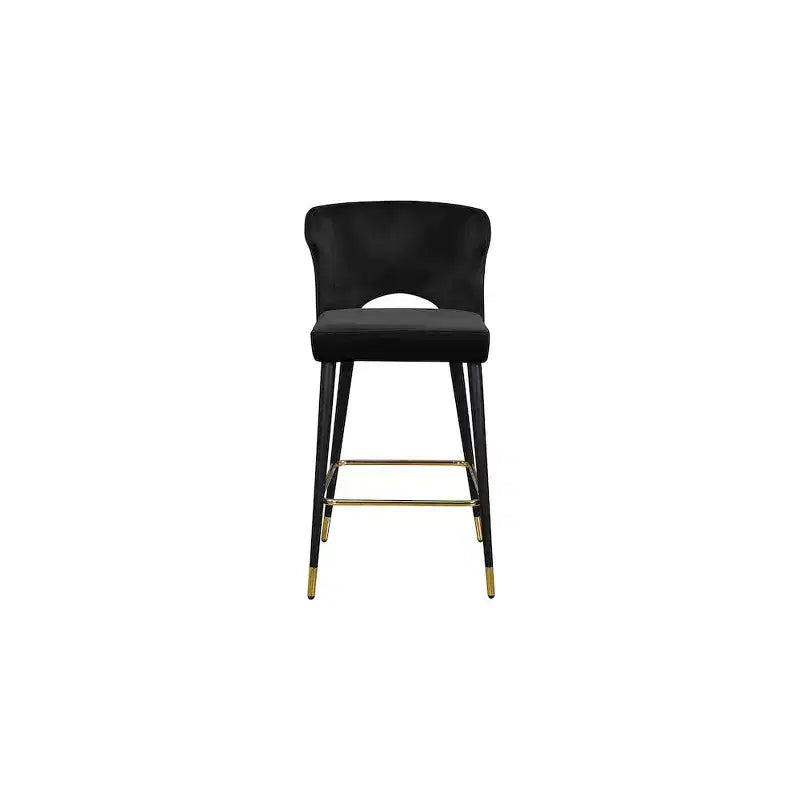 Meridian Furniture,Kelly Black Velvet Stool, Set of 2
