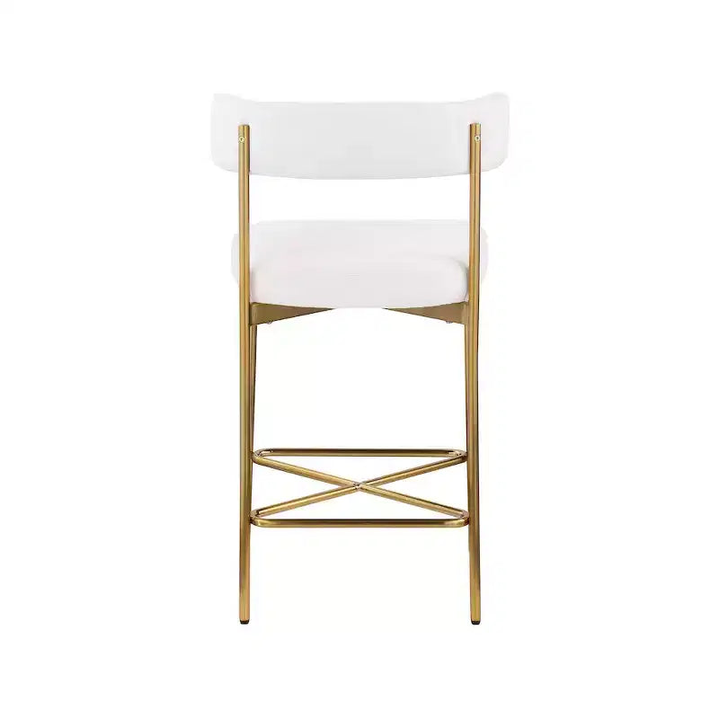 Meridian Furniture,Rivage Cream Durable Linen Textured Fabric Stool, Set of 2