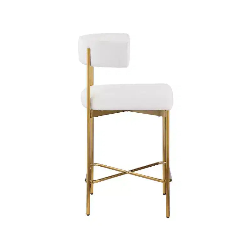 Meridian Furniture,Rivage Cream Durable Linen Textured Fabric Stool, Set of 2