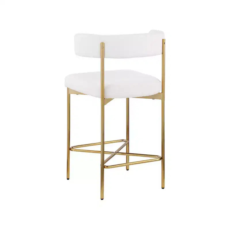 Meridian Furniture,Rivage Cream Durable Linen Textured Fabric Stool, Set of 2