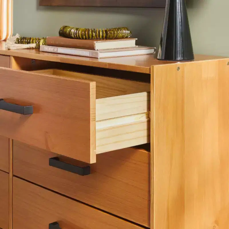 Walker Edison Modern Easy Assembly Solid Wood 6 Drawer Dresser for Bedroom Storage