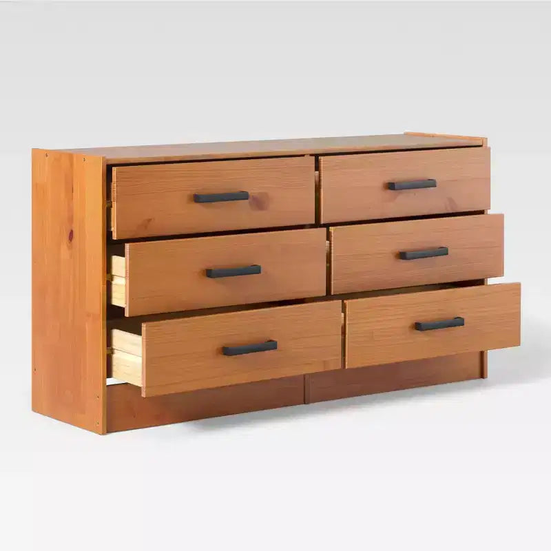 Walker Edison Modern Easy Assembly Solid Wood 6 Drawer Dresser for Bedroom Storage