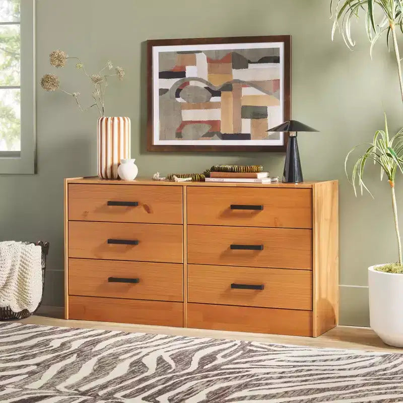 Walker Edison Modern Easy Assembly Solid Wood 6 Drawer Dresser for Bedroom Storage