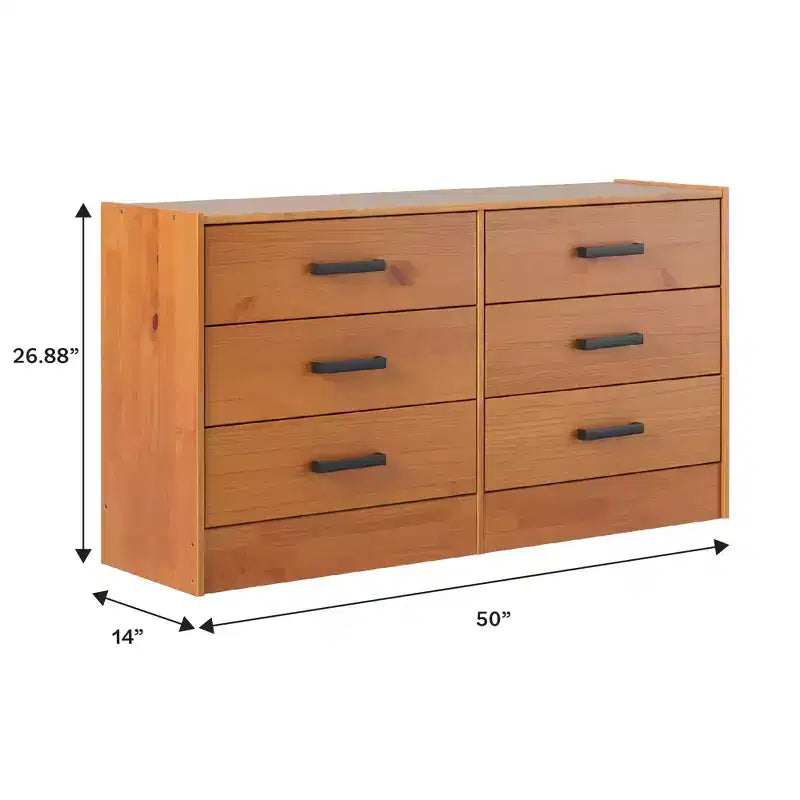 Walker Edison Modern Easy Assembly Solid Wood 6 Drawer Dresser for Bedroom Storage