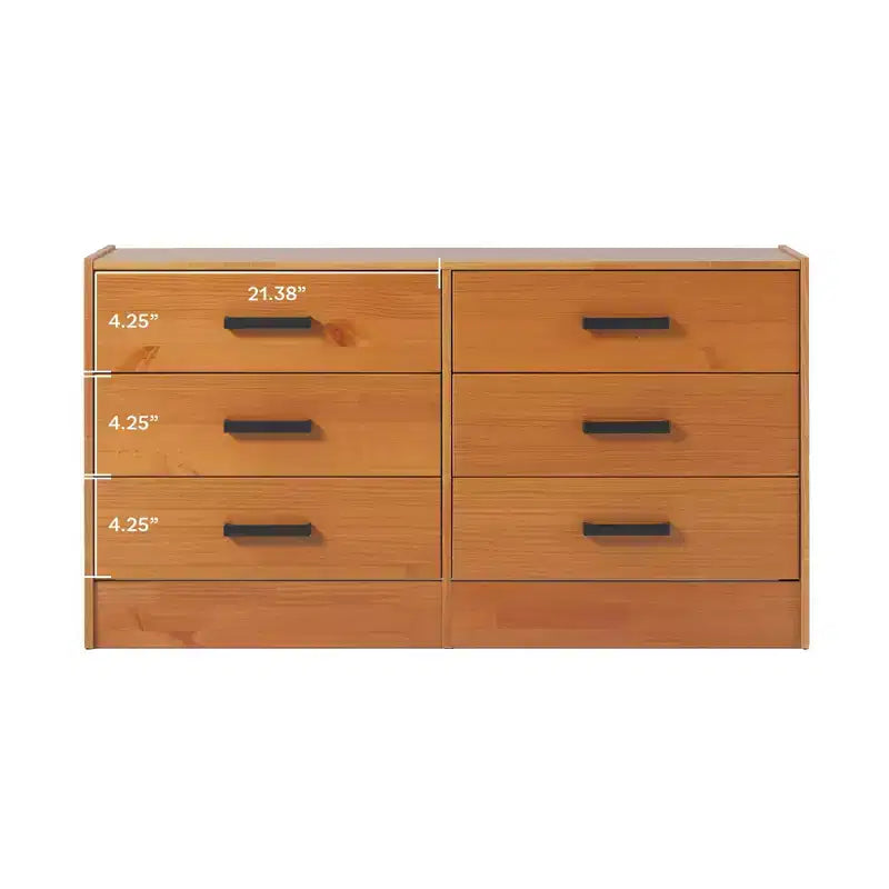 Walker Edison Modern Easy Assembly Solid Wood 6 Drawer Dresser for Bedroom Storage
