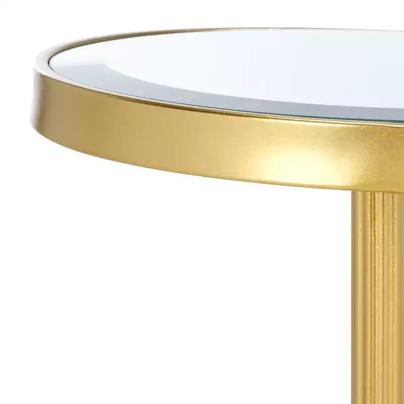 Paku Round Side Table - ACC2323A - Gold/Mirror - Safavieh