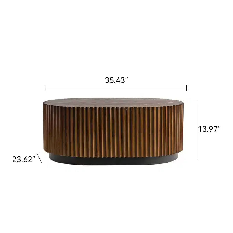 GDFStudio Spencer 2 Piece Wave Stripe Edge Wooden Pedestal Coffee Table Set