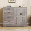Acekool 2-Door Wardrobe Dresser  Closet Armoire with 4 Drawers & Hanging Rod