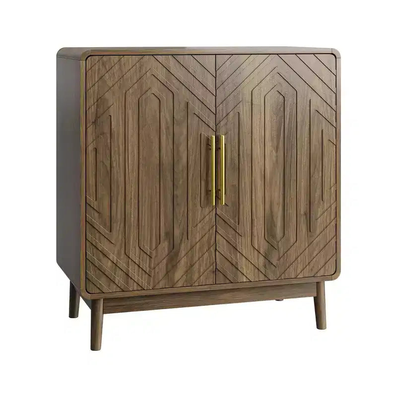GDFStudio Hecarim Armoire de rangement en bois avec portes sculptées rustiques et étagères réglables