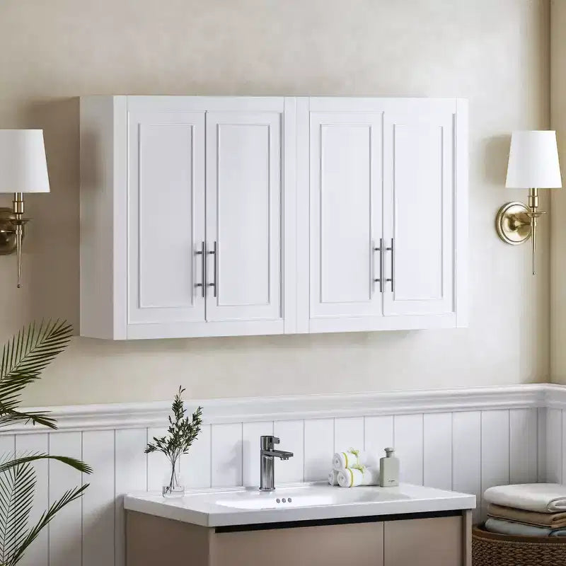 Meuble de Rangement Mural de Buanderie PexFix 26x44x8 Blanc