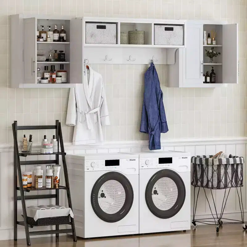 Meuble de Rangement Mural de Buanderie PexFix 26x44x8 Blanc