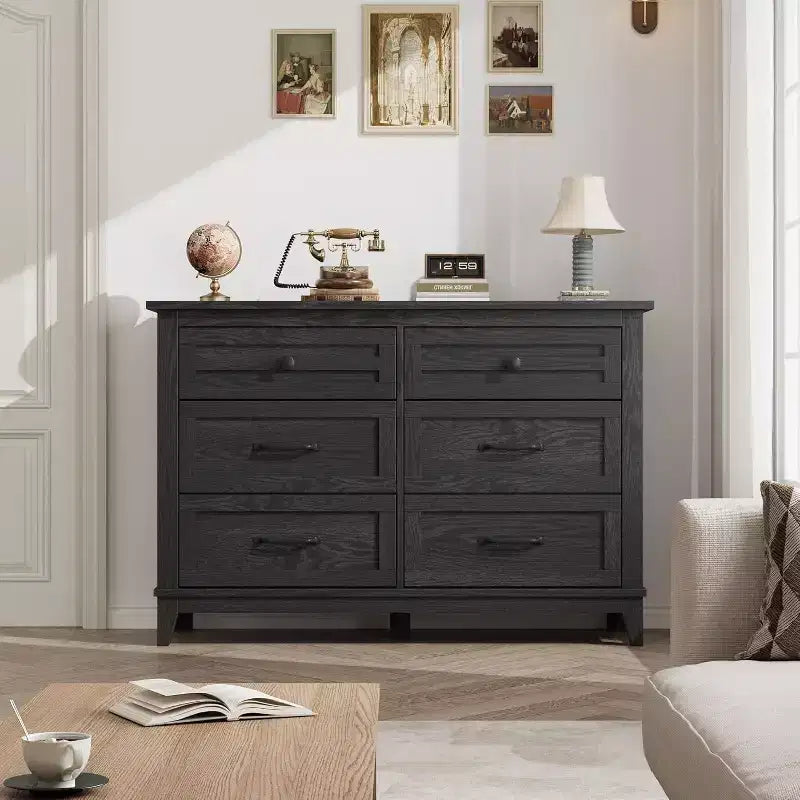6 Drawer Dresser for Bedroom, 47 Wide Wooden Storage Chest, Modern Freestanding Closet Organizer, Living Room, Entryway