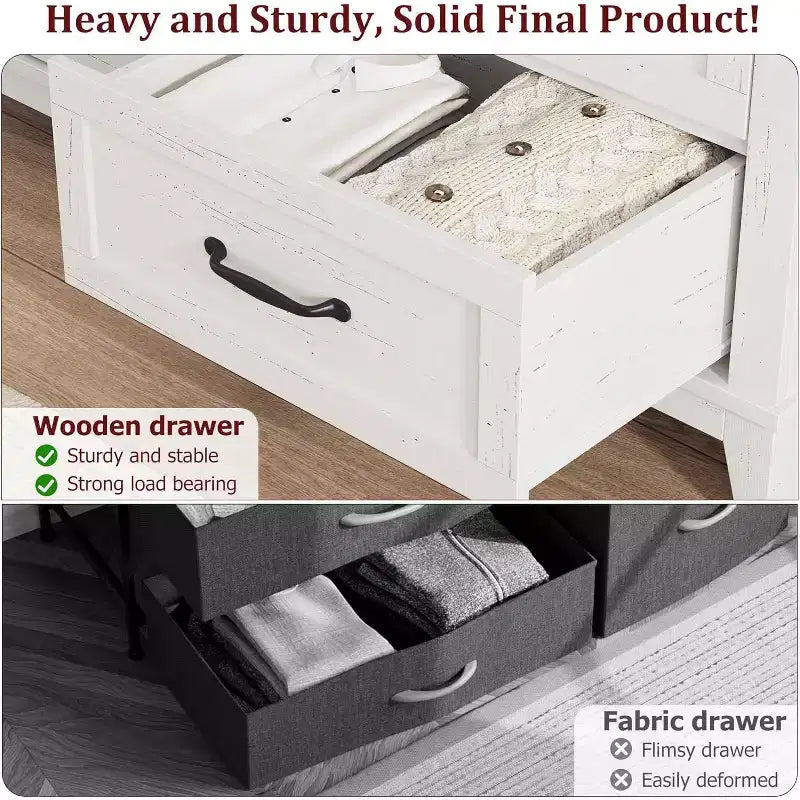 6 Drawer Dresser for Bedroom, 47 Wide Wooden Storage Chest, Modern Freestanding Closet Organizer, Living Room, Entryway