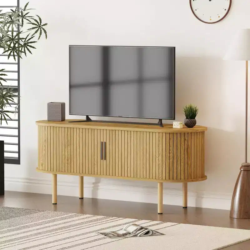 47.2 TV Stand, Modern TV Console Table with Storage Compartment and Sliding Door, Gaming Entertainment Center with Cabinet for Living Room, Bedroom