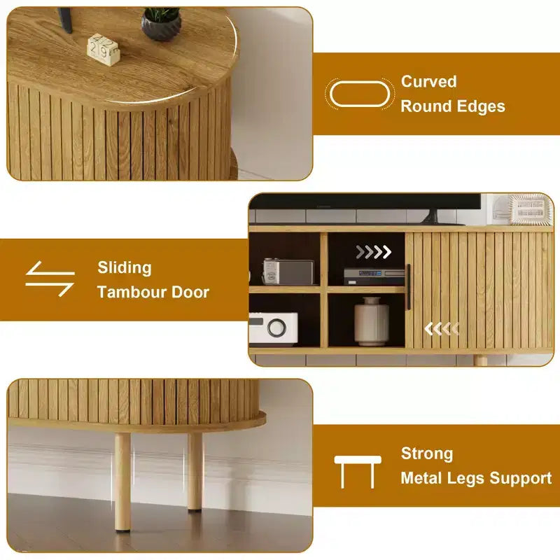 47.2 TV Stand, Modern TV Console Table with Storage Compartment and Sliding Door, Gaming Entertainment Center with Cabinet for Living Room, Bedroom