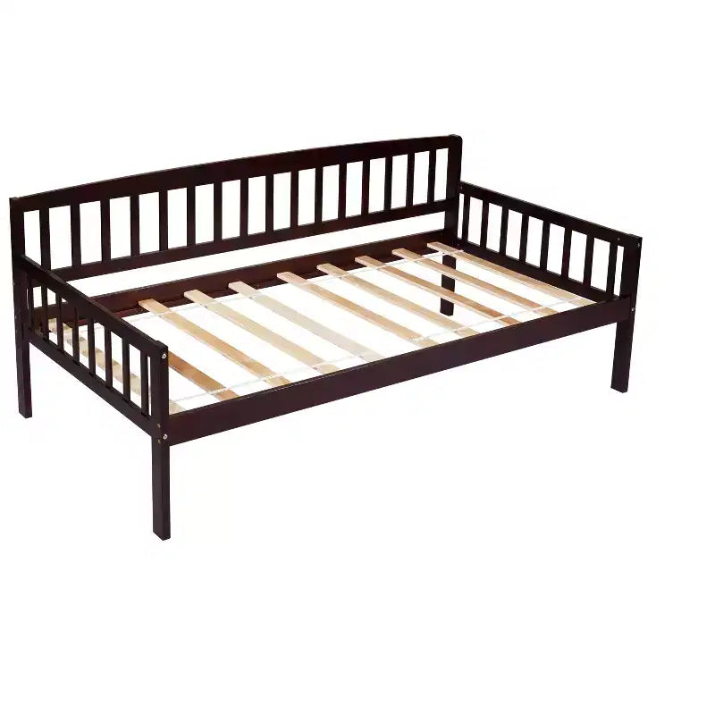 MAYEERTY Twin Pine Wood Daybed with Two Storage Drawers, 10 Support Slats, Brown