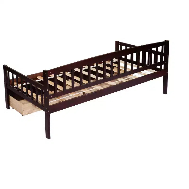 MAYEERTY Twin Pine Wood Daybed with Two Storage Drawers, 10 Support Slats, Brown