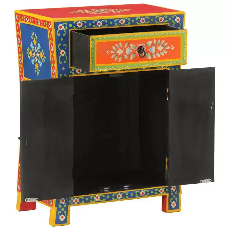 vidaXL Buffet de cuisine couleur mélangée en bois de manguier massif Petit buffet
