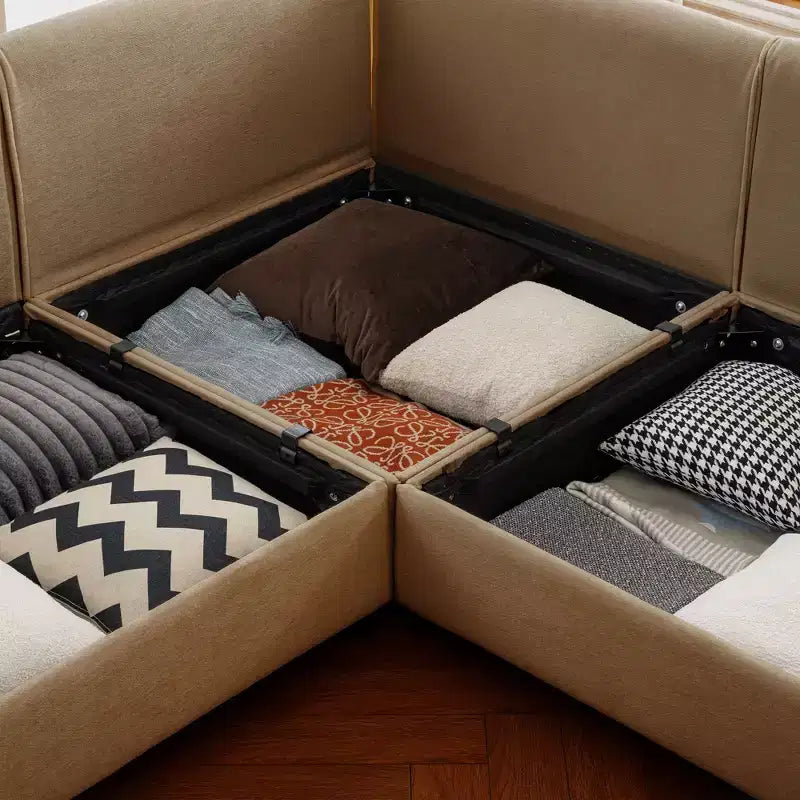 Modular Sectional Sofa with Storage, Cylindrical Backrest and Armrests Deep Comfortable Seating,Durable and Supportive for Living Room