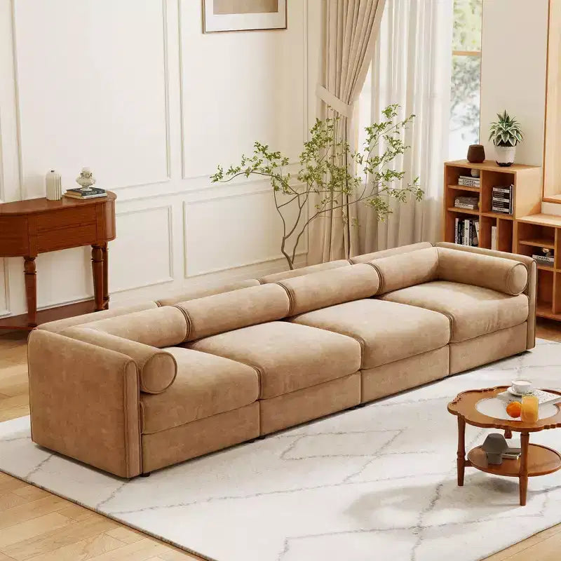 Modular Sectional Sofa with Storage, Cylindrical Backrest and Armrests Deep Comfortable Seating,Durable and Supportive for Living Room