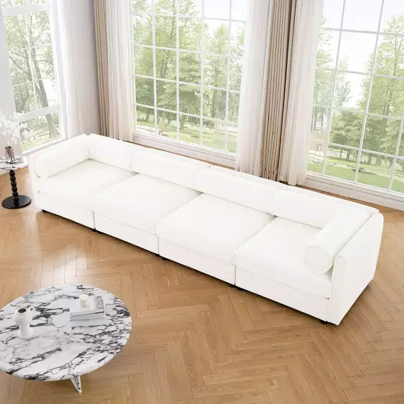 Modular Sectional Sofa with Storage, Cylindrical Backrest and Armrests Deep Comfortable Seating,Durable and Supportive for Living Room