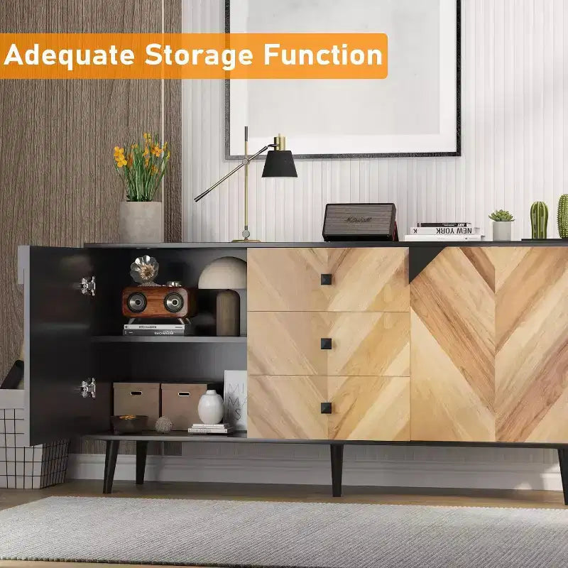 Meuble à 3 tiroirs GustoWave 55.1 avec étagères réglables et portes de rangement