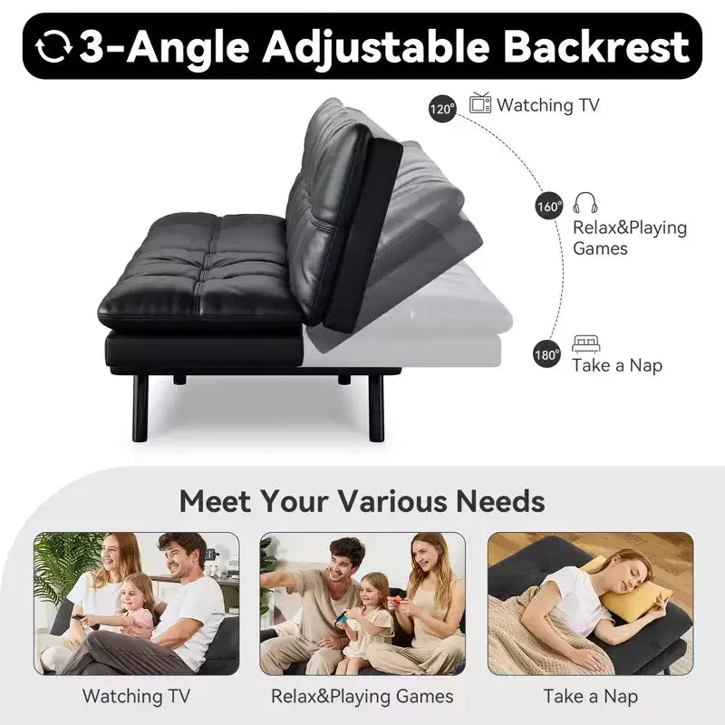 Dyonery 71 Convertible Futon Sofa Bed,Modern Linen Futon Couch with Detachable Cushion,Adjustable Backrest & Armrest