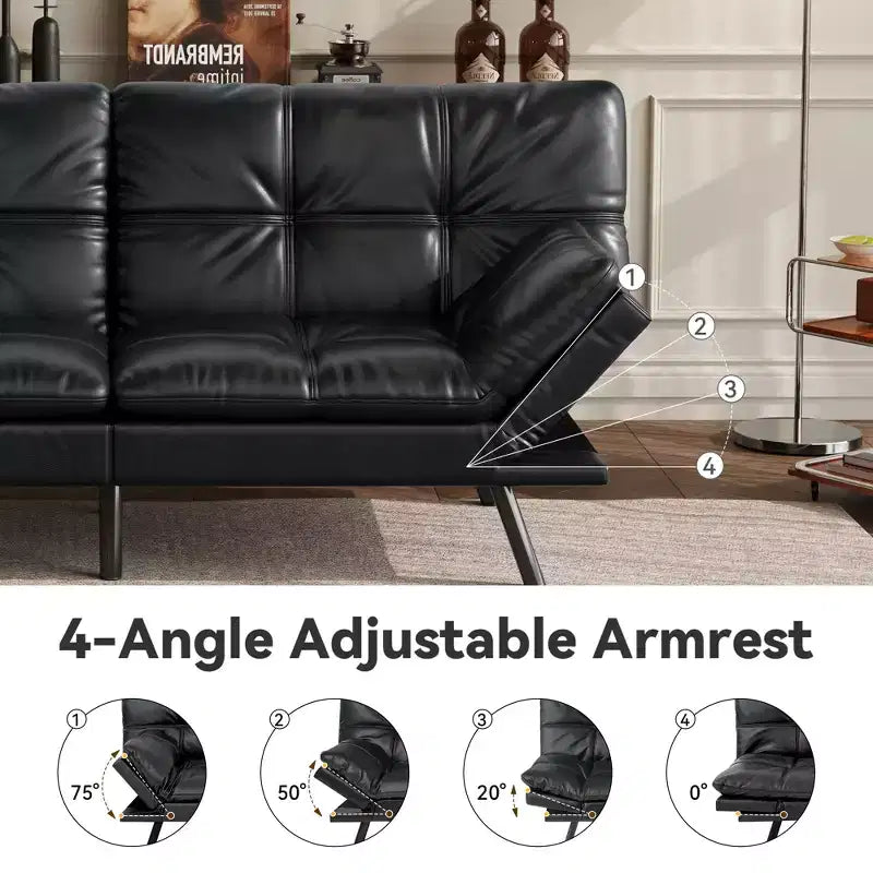 Dyonery 71 Convertible Futon Sofa Bed,Modern Linen Futon Couch with Detachable Cushion,Adjustable Backrest & Armrest