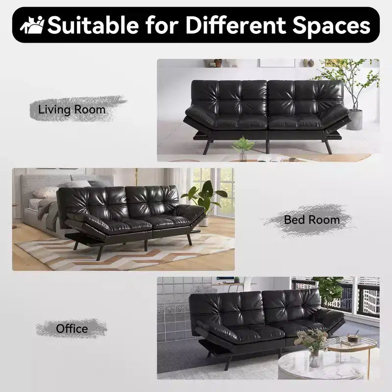 Dyonery 71 Convertible Futon Sofa Bed,Modern Linen Futon Couch with Detachable Cushion,Adjustable Backrest & Armrest